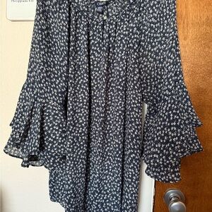 Chaps Dark Blue Floral Top